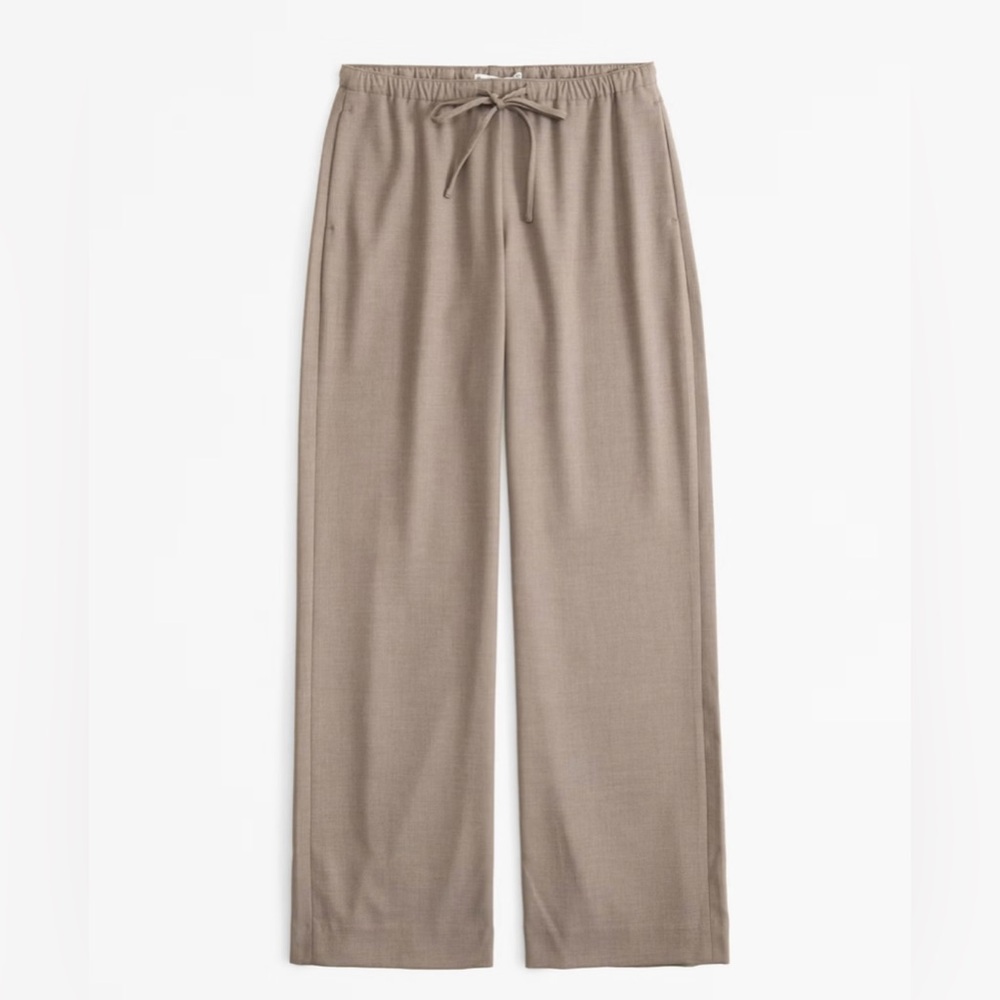 Tan Wide-Leg Drawstring Pants